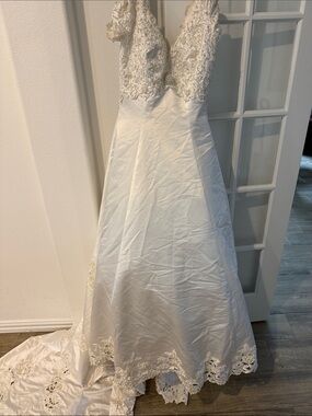 Mori Lee Ivory Lace Bodice Satin A-Line Bridal Gown
